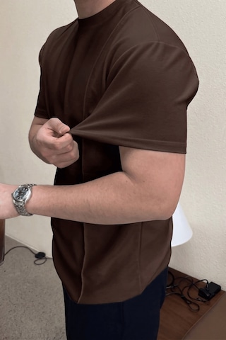 Genıus Store Erkek Tişört %100 Pamuk İnterlok Kumaş Bisiklet Yaka Premium Rahat Kalıp Tişört Kahverengi