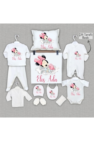 Bebeqon Ekru Kız Bebek İsme Özel 11'li Organik Hastane Çıkışı Ekru