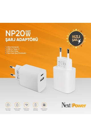 NextPower NP20W Hızlı Şarj Adaptörü