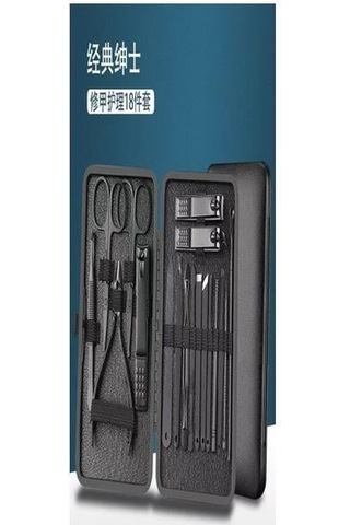 Ayt Sunup Sn-27099 Siyah Paslanmaz Çelik 18in1 Profesyonel Manikür Tırnak Bakım Seti Tırnak Bakım