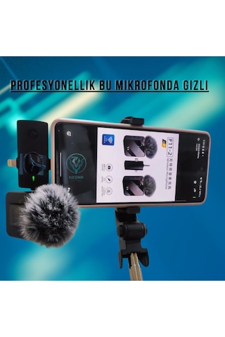 F11-2 Mikrofon. 2 Küçük Mikrofonun 3'ü 1 Arada, iPhone Uyumlu, Android Telefonlar Ve Kamera 6,35mm Fişi Var