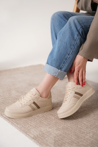 Daxors D163 Günlük Ortopedik Kadın Sneaker Spor Ayakkabı Bej