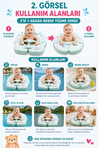 Bebek Simidi Sökülebilir Oturaklı & Fonksiyonel Dinozor Temalı 2 İn1 Büyüyen-deniz Simidi Ld003