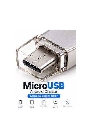128gb 4in1 Flash Bellek Usb-a Type-c Lightning Microusb Telefon Tablet Bilgisayar Uyumlu Diğer