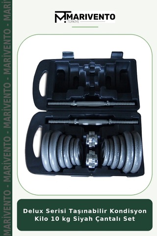 Delux Serisi Taşınabilir Kondisyon Kilo 10 Kg Siyah Çantalı Set