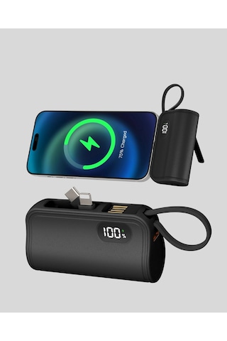 Dahili Konektörlü 20w Hızlı Şarj Mini Taşınabilir Powerbank