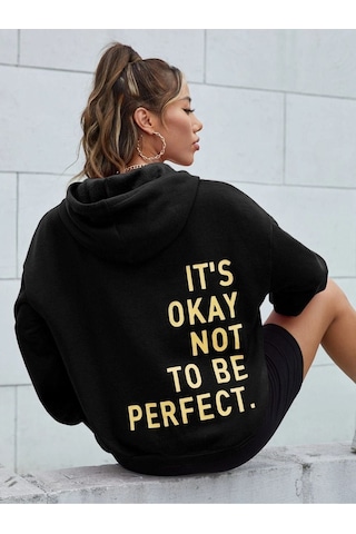 Altamira Unisex Its Okey Baskılı Oversize Kapüşonlu Sweatshirt 001