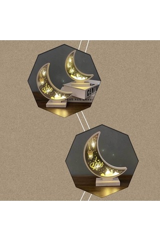 Novahub Orta Boy B Model Ahşap Ramazan Lambası, Parlak Akrilik, Beyaz, Dekoratif