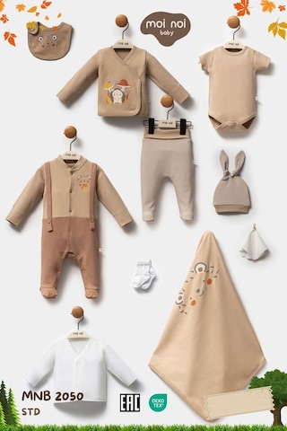 Moi Noi Baby My Baby Kumsal Kirpi Desen 10'lu Set Hastane Çıkışı Çok Renkli