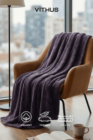 Wellsoft Tv Battaniyesi Peluş Polar Ultra Yumuşak Battaniye 140x170 Cm Antrasit
