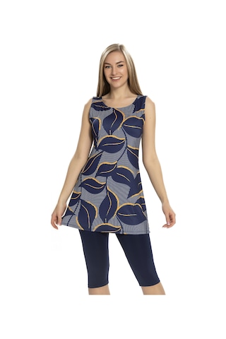 Sıfır Kol Taytlı Yarı Kapalı Mayo 152-504 Lacivert Lacivert