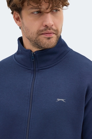 Slazenger Mendoza I Erkek Fermuarlı Dik Yaka Cepli Lacivert Sweatshırt Lacivert