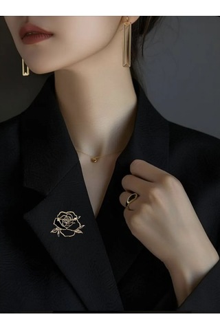 Especailly For You Payetli Gül Broşu 471475851 Altın Rengi