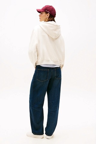 Kadın Rahat Kalıp Düşük Omuzlu Kapüşonlu Sweatshirt - Krem Oat Marl Htr Tonal