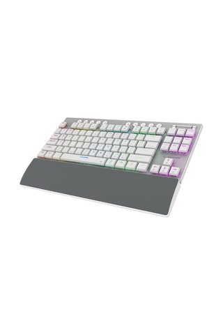 Rampage Beru Beyaz 2.4g + Bt Wireless Red Swıtch Mekanik Gaming Oyuncu Klavye Slim Low Profile Rgb Tkl