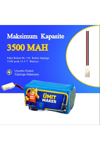 Fakir Robert Rs 740 Robot Süpürge 3500 Mah 14.4 V Yanmaz Batarya Uyumlu Uzun Ömürlü, Yüksek Performans Pil