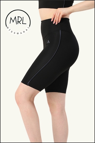 Kadın Siyah Yüksek Bel Toparlayıcı Biker Şort Kısa Spor Tayt Likralı Dalgıç Biker Tights 1043 Siyah Lacivert