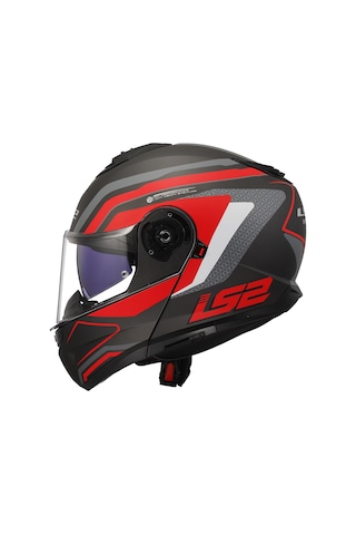 Ls2 Strobe 2 Phantom Motosiklet Kask Gri - Mat Titanium - Kırmızı