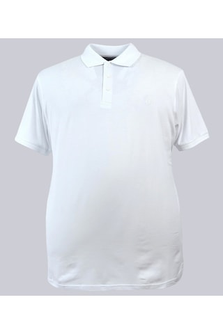 Büyük Beden Erkek Tişört Likralı Süprem Polo Yaka Beyaz 001