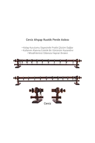 Perdejim Ahşap Rustik Perde Askısı - Rustik Borusu - Raylı Ve Raysız