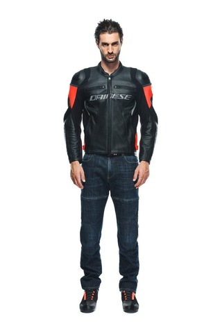 Dainese Racing 4 Deri Ceket Kırmızı - Siyah