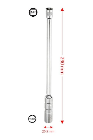 6562 Mafsallı Mıknatıslı 12 Köşe 3/8" Uzun Buji Lokma 16 Mm