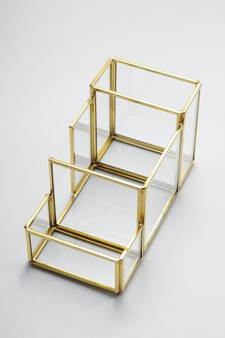 Kalemlik Cam Organizer Pirinç & Gold