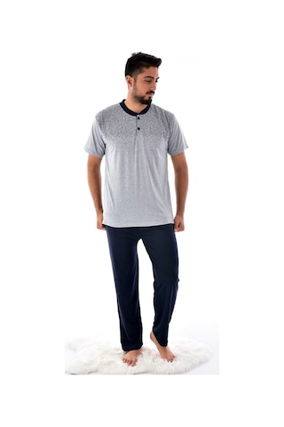 Pemilo 5064 - 1 1030 Kısa Kol Süprem Erkek Pijama Takımı Gri
