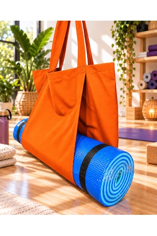 Mat Taşıma Çantası Yoga Fitness Silindir Antrenman Çantası - Çantalı Fermuarlı Mat Taşıma Çantası Turuncu