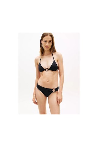 Tommy Hilfiger Kadın Suni Kaplumbağa Kabuğu Desenli Halkadan Metalik Detaylı Siyah Bikini Üstü-15043