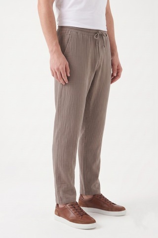 Mösyö Erkek Baggy Kalıp Müslin Kumaş Pantolon Bgl-st05592 VİZON