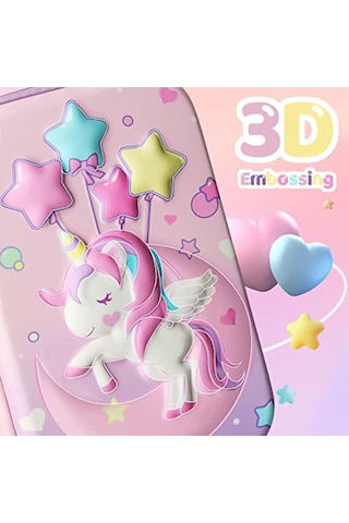 Unicorn Kabartmalı Çok Bölmeli Kalemlik 21 x 16 x 5 CM Pembe