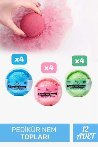 Banyo Bombası, 12 Adet, 37g, Köpüren Nem Bombası, Çok Renkli