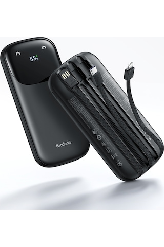 Mcdodo Mc-8520 10000mah 22.5w Pd Qc Hızlı Şarj Dijital Göstergeli Çoklu Kablolu Powerbank Siyah