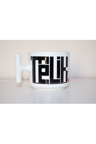 El Melik Esma Serisi T Kulplu Seramik Beyaz Bardak Hediyelik Beyaz