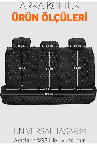 Tay Tüyü Terletmez Kumaş Oto Koltuk Kılıfı Arka Koltuk Seti - Siyah-beyaz