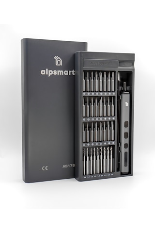 Alpsmart AS176 Hassas Şarjlı 76 Parça Tornavida Vidalama ve Delme Seti