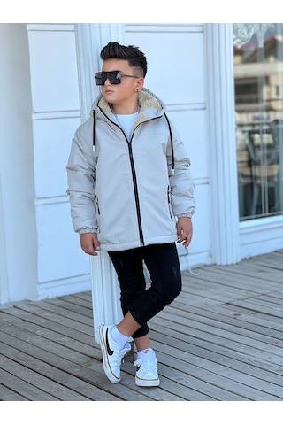 Erkek Çocuk Kapüşonlu İçi Kürklü Mont Km3050 Bej