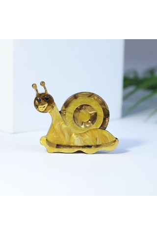 Blucome Yüksek Kalite Sevimli Canlı Salyangoz Broş Kadın El Yapımı Akrilik Salyangoz Böcek Nedensel Emniyet Pimleri Takı Aksesuarları Sarı