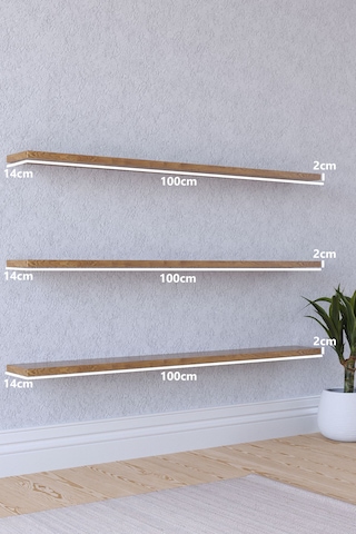 Yankı-BYEG 100 cm 3lü Safir Meşe Mdf Duvar Rafı Gizli Bağlantı Kitaplı