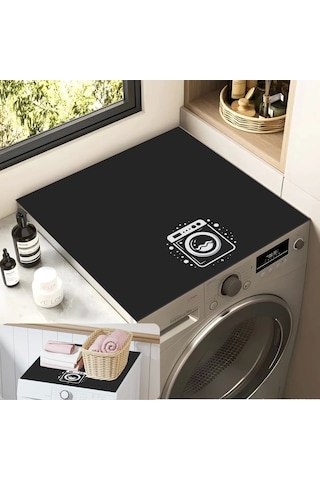 Valerine Life Çamaşır Kurutma Makinesi Örtüsü Matı Kaymaz Sıvı Geçirmez Koruyucu Yıkanır Ped 60x60cm 27240602 Siyah