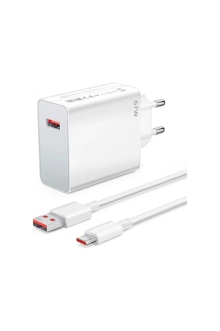 67w Gan Meizu 20 Classic İle Uyumlu Turbo Şarj Adaptörü Ve 6a Type C Kablo Beyaz 1 Metre