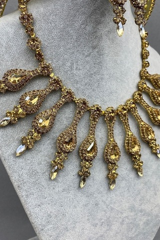 FdayAksesuar Gelin Saç Aksesuarı Anteras Gelin Kına Tacı Ve Kolye Seti FRDY31658