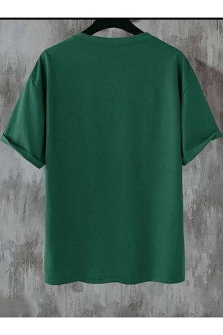 Oversize Kalıp %100 Pamuk Tshırt Wonderful Yesıl