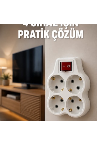 Kablosuz Duvar Tipi 4 Lü Priz Çoklayıcı Anahtarlı Elektrik Priz Çoğaltıcı Diğer