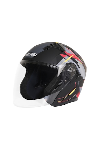 Gp Nero Mks006-mbc5r Şeffaf Vizörlü Motosiklet Yarım Kask Siyah Kırmızı