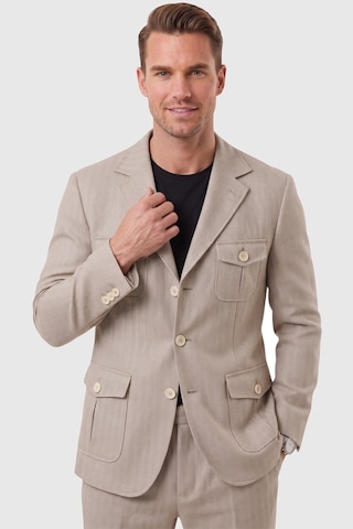 Deepsea Erkek Bej Safari Ceketli Slim Fit 2'li Takım Elbise Pileli Duble Paça Pantolon 2600723