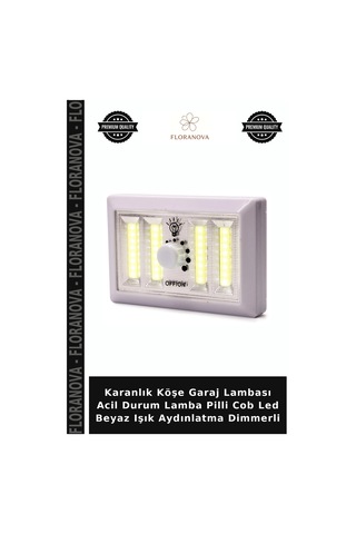 Karanlık Köşe Garaj Lambası Acil Durum Lamba Pilli Cob Led Beyaz Işık Aydınlatma Dimmerli