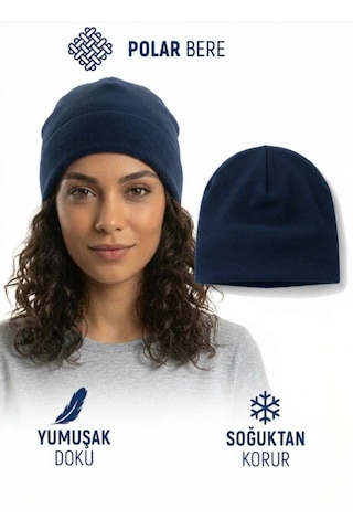 Qulothes Qu-tex Extra Kalın Termal Polar Soğuk Geçirmez Bere Unisex Pamuklu Kışlık Şapkaa Lacivert