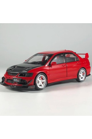Hobiez World 1:24 Lisanslı Metal Mitsubishi Lancer Evolution Ix Kapısı Kaputu Ve Bagajı Açılan Model Araba Kırmızı